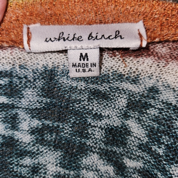 White Birch Striped Multicolor Open Front Lightweight Cardigan Size M Longline - Picture 6 of 7